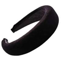 Siwetg - Cerchietto per capelli da donna, imbottito ed elastico, in velluto lucido, morbido, colorato, per feste, 11 colori disponibili nero